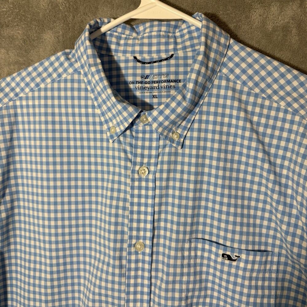 Vineyard Vines Light Blue and White Gingham Button-Down Shirt